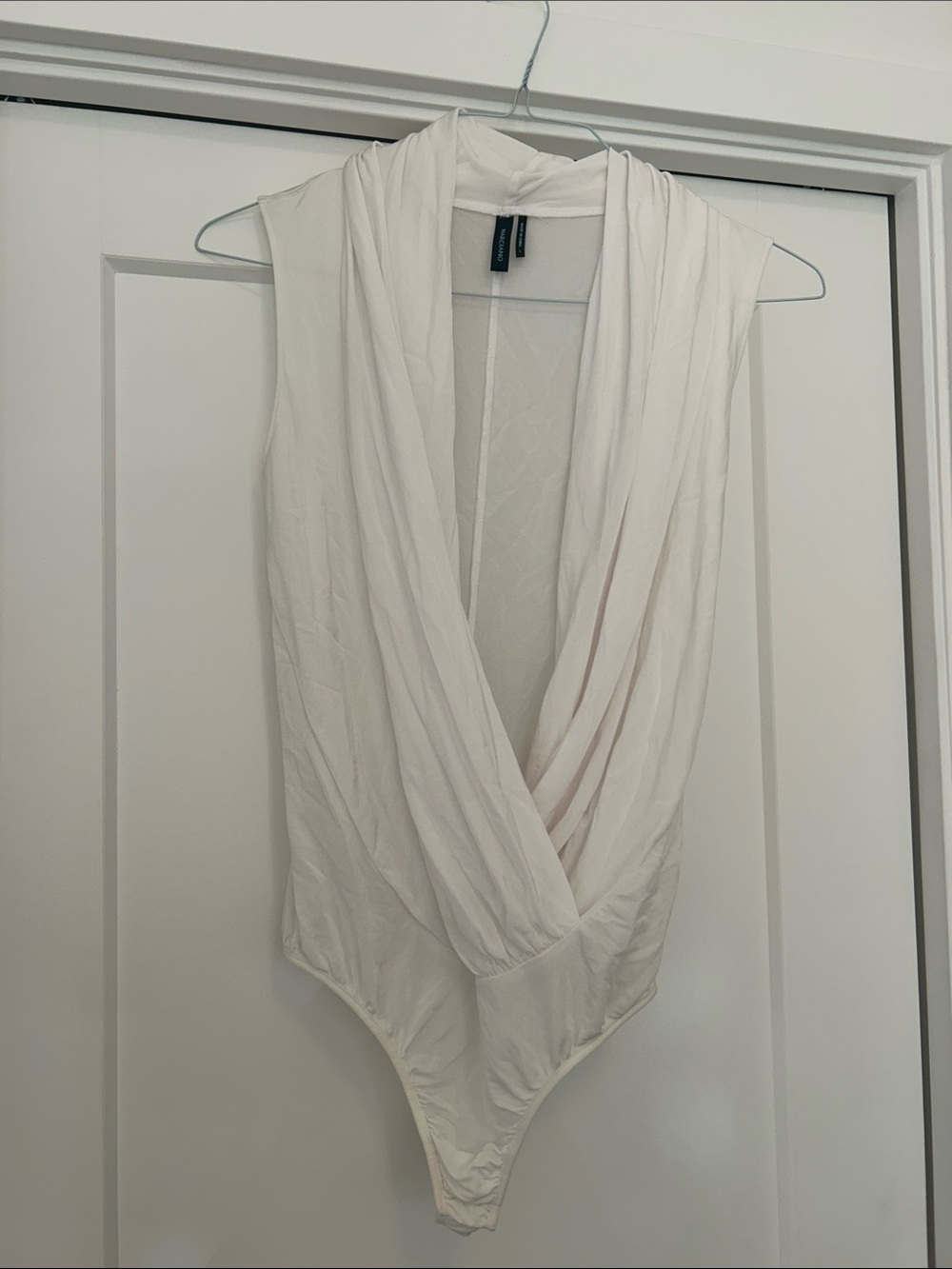 Marciano White Draped V-Neck Bodysuit